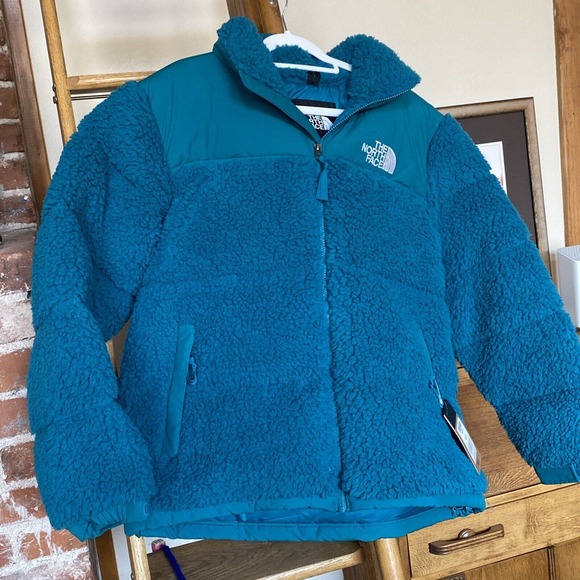 The North Face Nuptse Sherpa High Pile Down Insulated Jacket Harbor Blue XL NEW